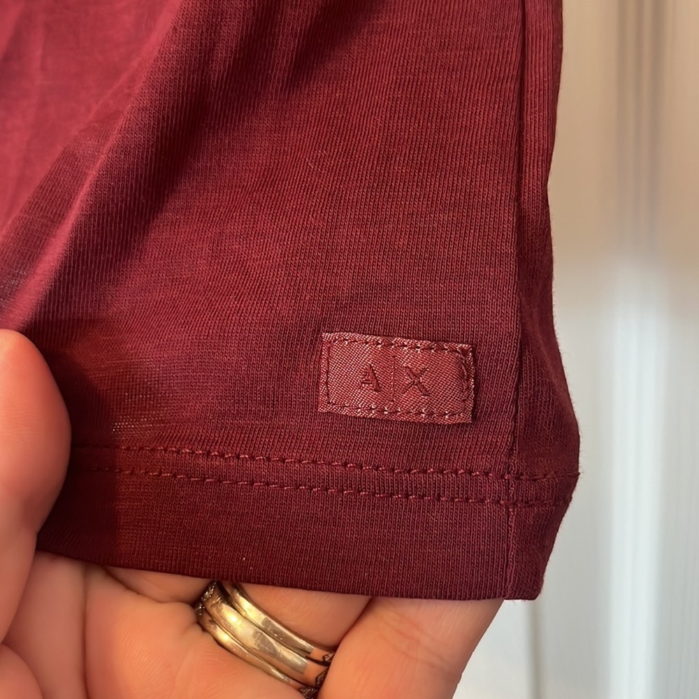 A/X Armani Exchange Deep Red V-Neck Tee - Picture 3 of 6